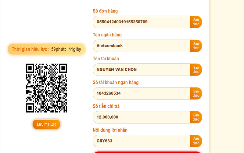 Xác nhận thanh toán QR Pay