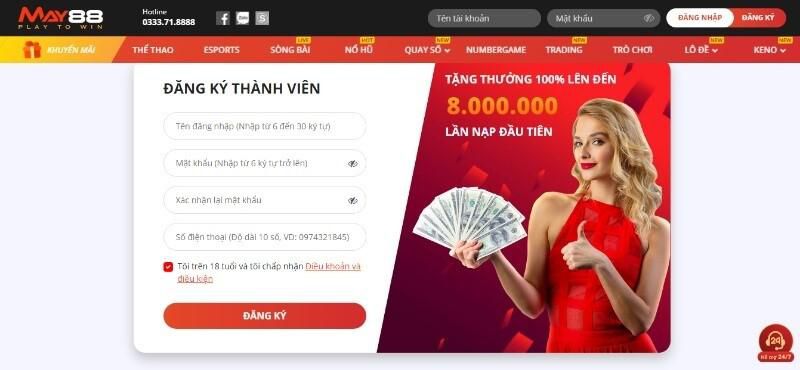 Hướng dẫn đăng ký tài khoản tại nhà cái May88